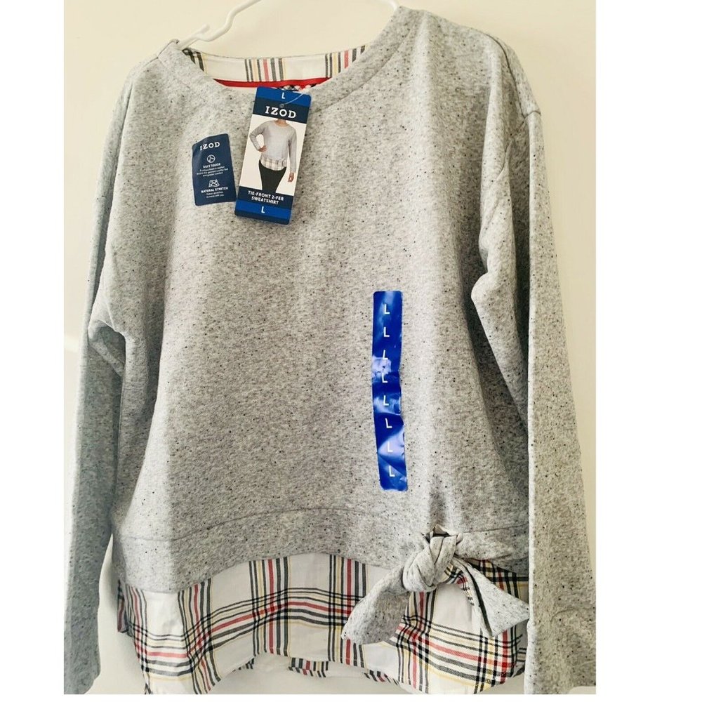 IZOD Women's Long Sleeve 2-Fer Sweatshirt - Picture 3 of 6